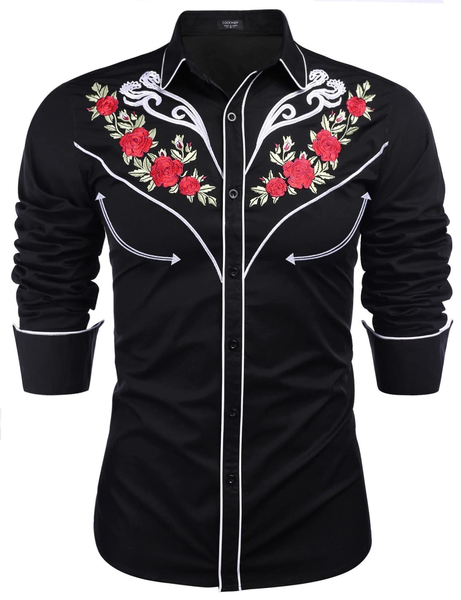 COOFANDY Men's Western Shirt Rodeo Charro Long Sleeve Vintage Shirt Big and Tall price in Saudi Arabia | Amazon Saudi Arabia