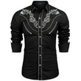 thumbnail image 1 of COOFANDY Men's Western Cowboy Shirt Long Sleeve Slim Fit Rose Embroidered Cotton Casual Button Down Shirts, 1 of 6