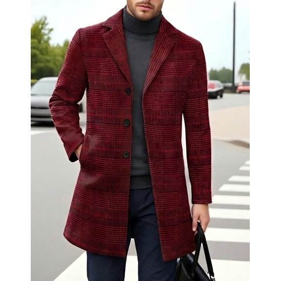COOFANDY Men's Wool Blend Peacoat - Winter Trench Style, Notched Lapel & Single Breasted, with Pockets