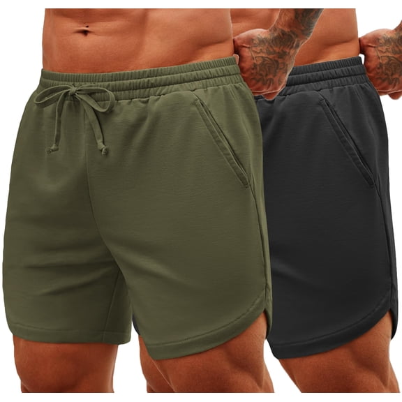 COOFANDY Men's Workout Athletic Shorts 2 Pack 7" Active Gym Shorts with Pockets -