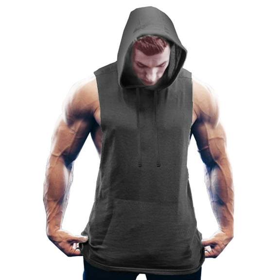 COOFANDY Men's Workout Hooded Tank Tops Bodybuilding Muscle Cut Off T Shirt Sleeveless Gym Hoodies
