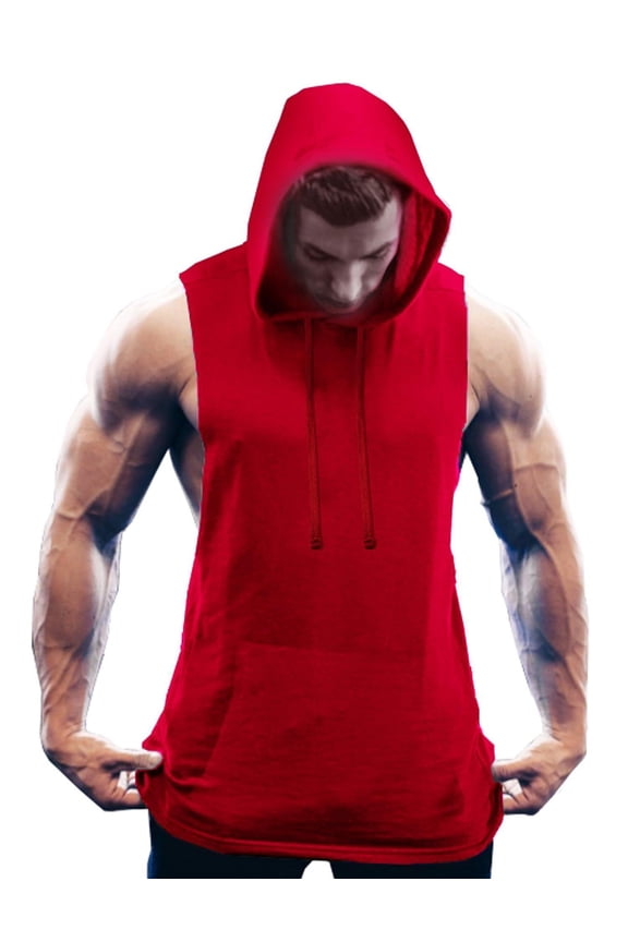 Men's Workout Hooded Tank Tops Bodybuilding Muscle T Shirt Sleeveless Gym Hoodies
