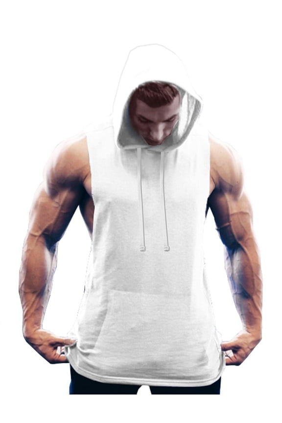 Men's Workout Hooded Tank Tops Bodybuilding Muscle T Shirt Sleeveless Gym Hoodies