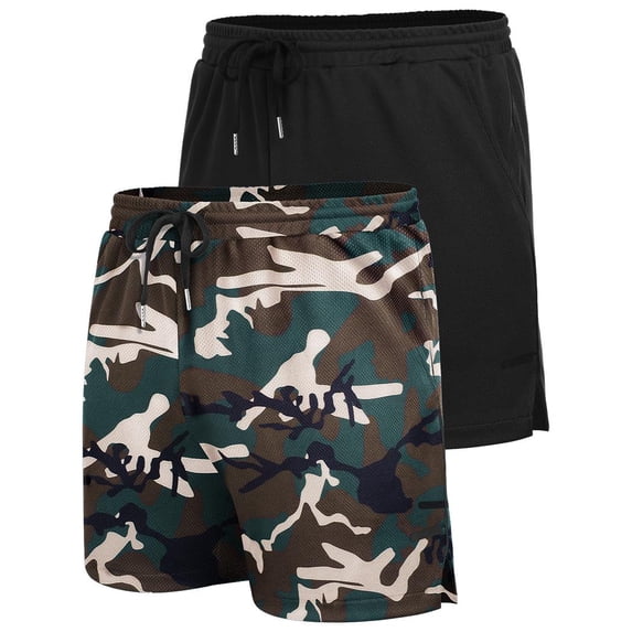 COOFANDY Men's Workout Shorts 5 Inch Inseam 2 Pack Gym Shorts with Pockets Quick Dry Shorts for Sports Running Athletic