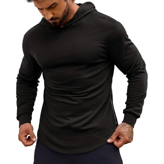 COOFANDY Men's Muscle Fit Long Sleeve Athletic Gym Pullover Workout Sweatshirts Hoodies