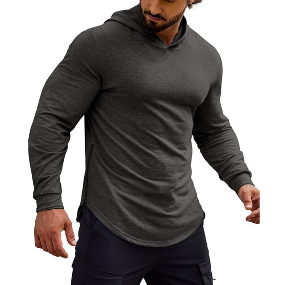 COOFANDY Men's Muscle Fit Long Sleeve Athletic Gym Pullover Workout Sweatshirts Hoodies