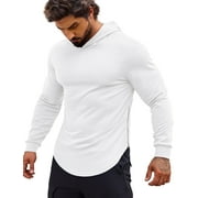 COOFANDY Men's Workout Sweatshirts Long Sleeve Muscle Fit Athletic Gym Hoodies Pullover Green XXL