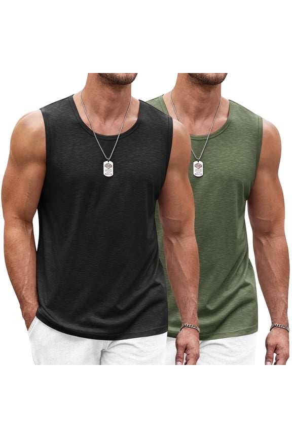Mens Tanks for Summer 2 Pack Gym Sleeveless Shirts Cut Off Workout Tee Shirt