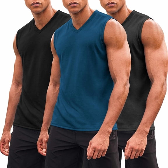 COOFANDY Mens Gym Workout Tank Tops Sleeveless V Neck T Shirts 3 Pack Muscle Basketball Tee Shirt