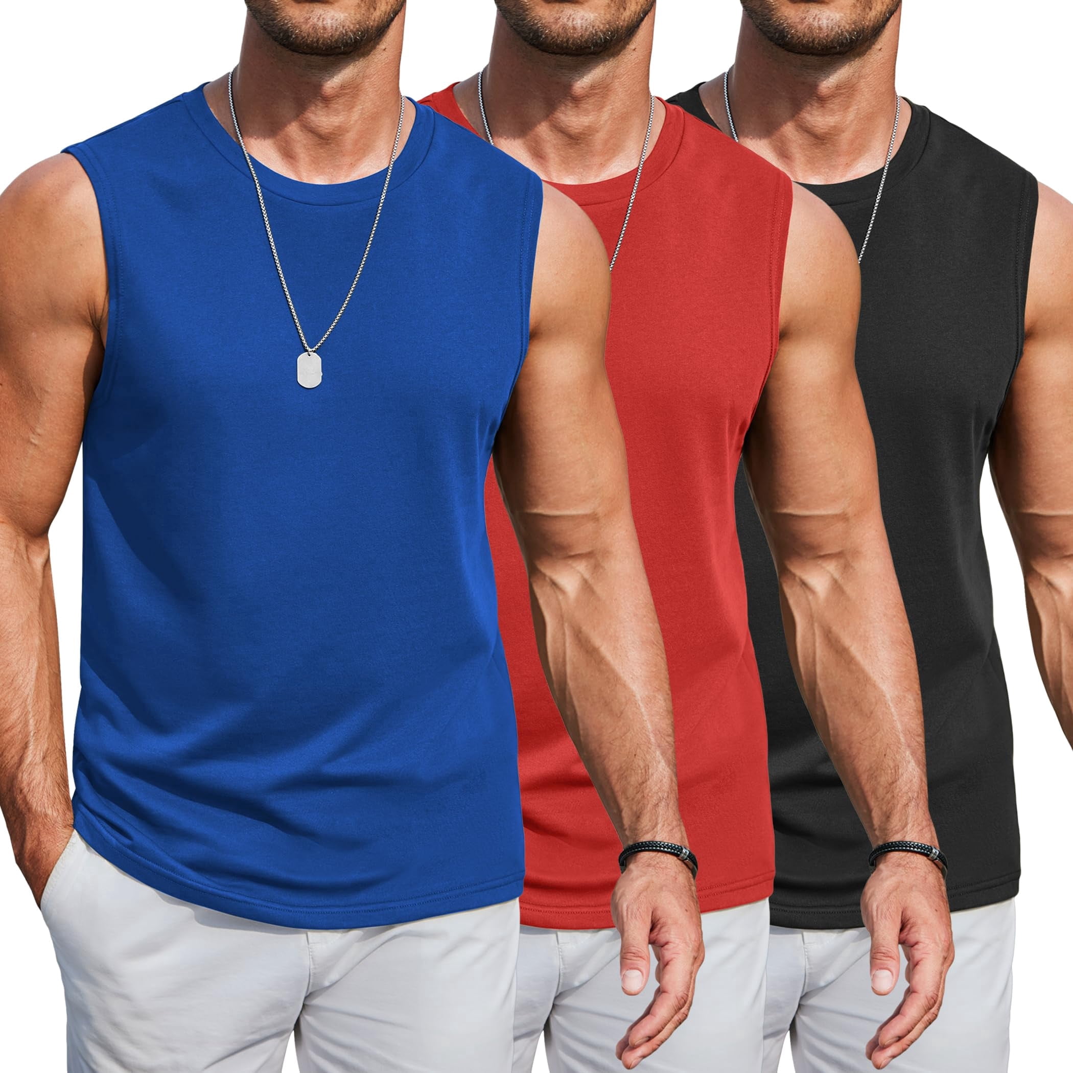 COOFANDY Men's Workout Tank Top Cotton Performance Sleeveless Running ...