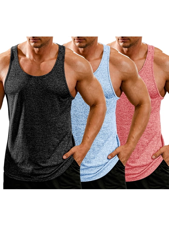 Men's Workout Tank Tops Quick Dry Y-Back Muscle Sleeveless Shirts Stringer Cut off Gym Athletic Running Tanks Top
