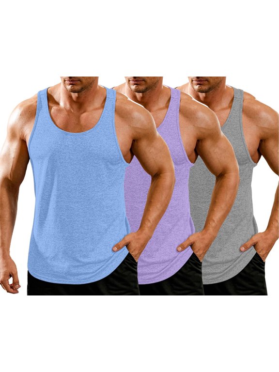 Men's Workout Tank Tops Quick Dry Y-Back Muscle Sleeveless Shirts Stringer Cut off Gym Athletic Running Tanks Top