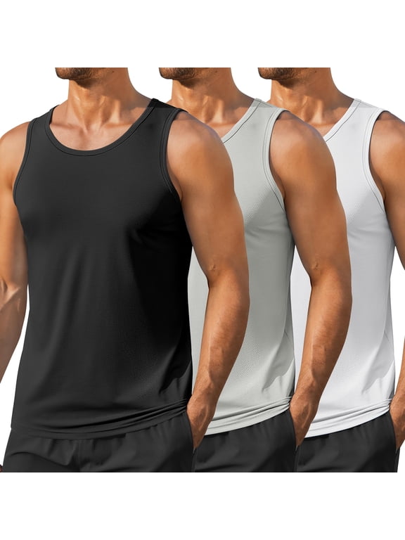 Men's Workout Tank Tops UPF 76+ Sleeveless Gym Muscle Shirts Quick Dry Bodybuilding Tanks for Swim Beach