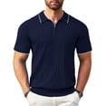 thumbnail image 1 of COOFANDY Men's Zipper Polo Shirts Short Sleeve Ribbed Knit Polo T Shirts Fashion Casual Golf Shirts, 1 of 6