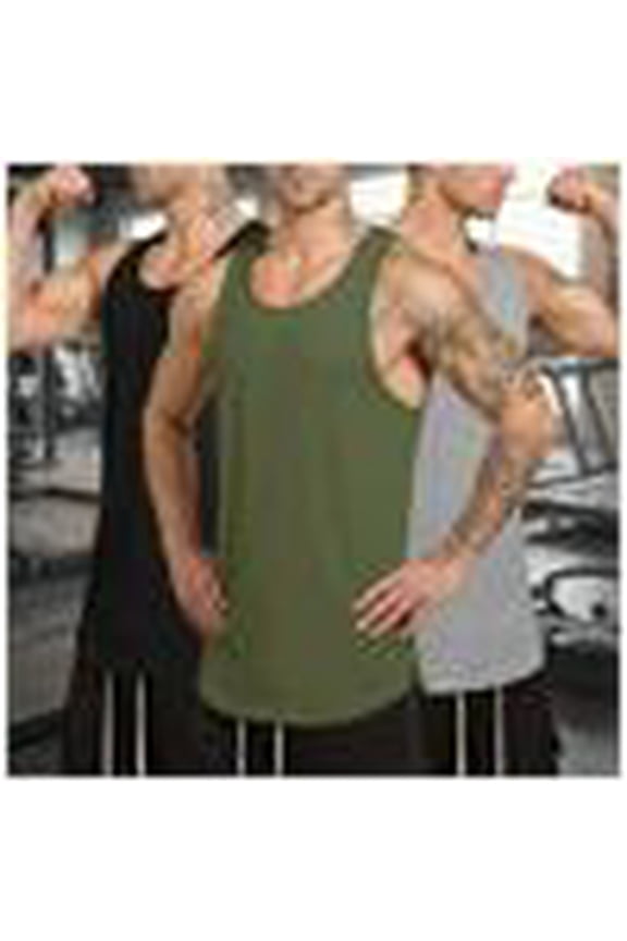 Men's and Big Men's Fitness Tank Top Set for Gym, Running T-shirts and Outdoor Sports, Three-Piece Set