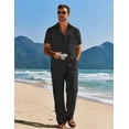 thumbnail image 1 of COOFANDY Mens Linen Suits 2 Piece Set Casual Loose Pants Vacation Beach Outfits Short Sleeve Island Shirt Resort, 1 of 7
