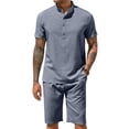thumbnail image 1 of COOFANDY Mens 2 Piece Linen Outfit Short Set Casual Shirts and Shorts Summer Beach Outfit, 1 of 7
