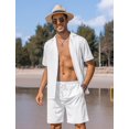 thumbnail image 1 of COOFANDY Men Guayabera Shirt Sets Casual Button-Down Short Sleeve Vacation Outfit, 1 of 7