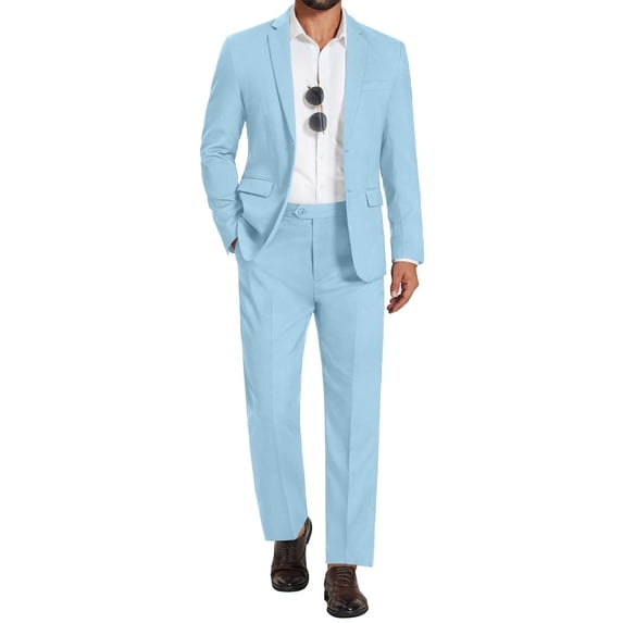 COOFANDY Men's 2 Piece Suits Classic Fit Suit Set 2 Button Blazer Jacket and Dress Pants for Wedding Business Prom Business