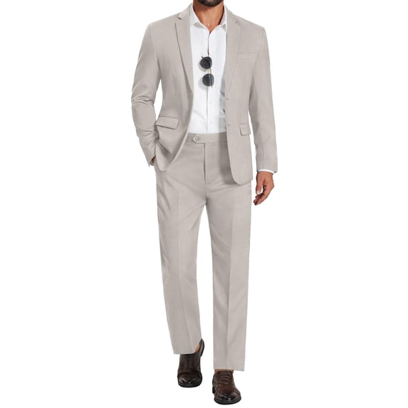 COOFANDY Men's 2 Piece Suits Classic Fit Suit Set 2 Button Blazer Jacket and Dress Pants for Wedding Business Prom