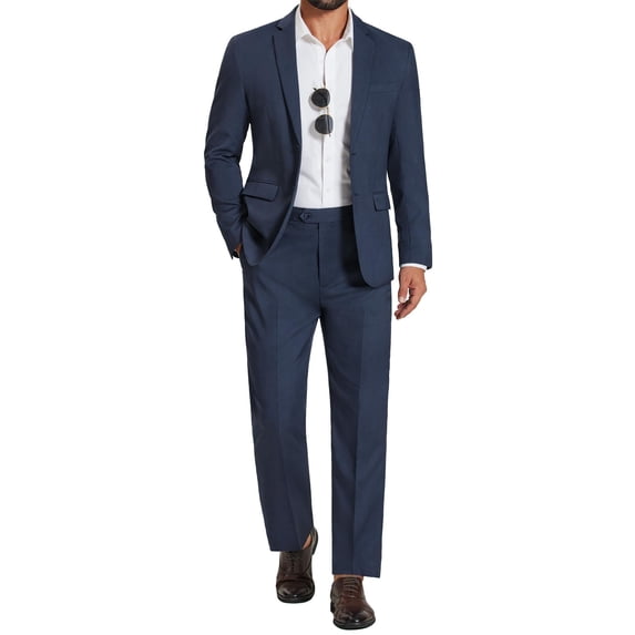COOFANDY Men's 2 Piece Suits Classic Fit Suit Set 2 Button Blazer Jacket and Dress Pants for Wedding Business Prom Business