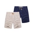 thumbnail image 1 of COOFANDY Mens 2 piece Flat Front Shorts Elastic Waist Linen Lightweight Breathable Shorts, 1 of 5