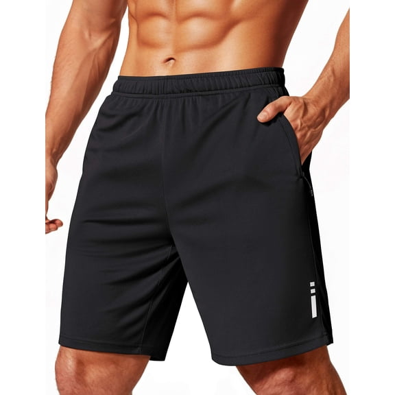 COOFANDY Mens Athletic Running Shorts 9" Lightweight Quick Dry Drawstring Mesh Gym Shorts with Zipper Pockets