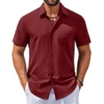 thumbnail image 1 of COOFANDY Mens Beach Shirs Untucked Shirts Short Sleeve Button Up Casual Dress Shirts, 1 of 5