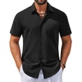 thumbnail image 1 of COOFANDY Mens Beach Shirs Untucked Shirts Short Sleeve Button Up Casual Dress Shirts, 1 of 5