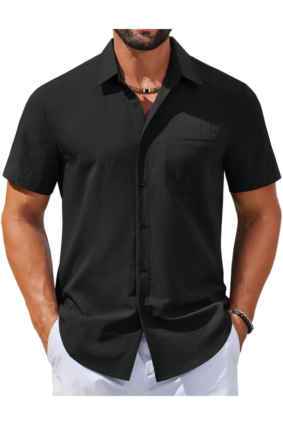 Mens Beach Shirs Untucked Shirts Short Sleeve Button Up Casual Dress Shirts