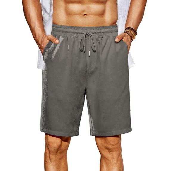 COOFANDY Mens Beach Shorts 9 inch Casual Summer Shorts Lightweight Elastic Waist Drawstring Textured