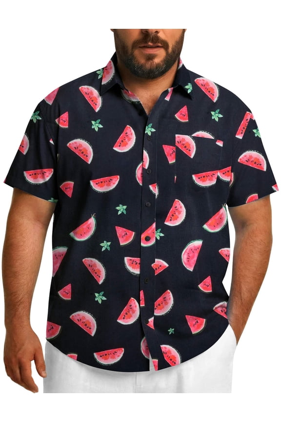 Mens Big and Tall Hawaiian Button Down Shirt Casual Shirts Island Shirt Cruise Outfit
