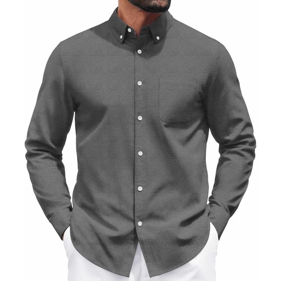 COOFANDY Mens Black Button Down Shirt Long Sleeve Casual Shirt Regular Fit Dress Shirt