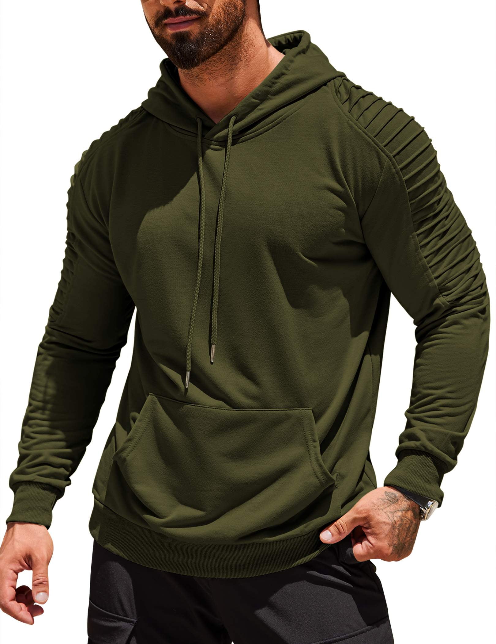 COOFANDY Mens Hoodie Casual Drawstring Athletic Hoodies Hooded Pullover Sweatshirts with Pocket