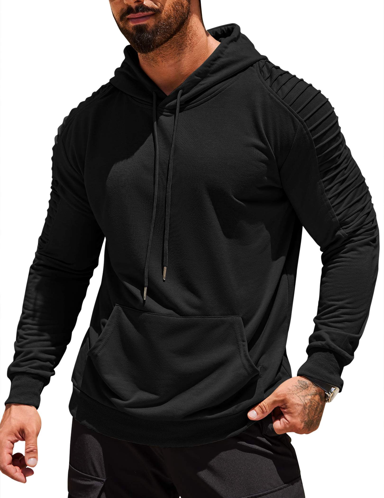 COOFANDY Mens Hoodie Casual Drawstring Athletic Hoodies Hooded Pullover Sweatshirts with Pocket