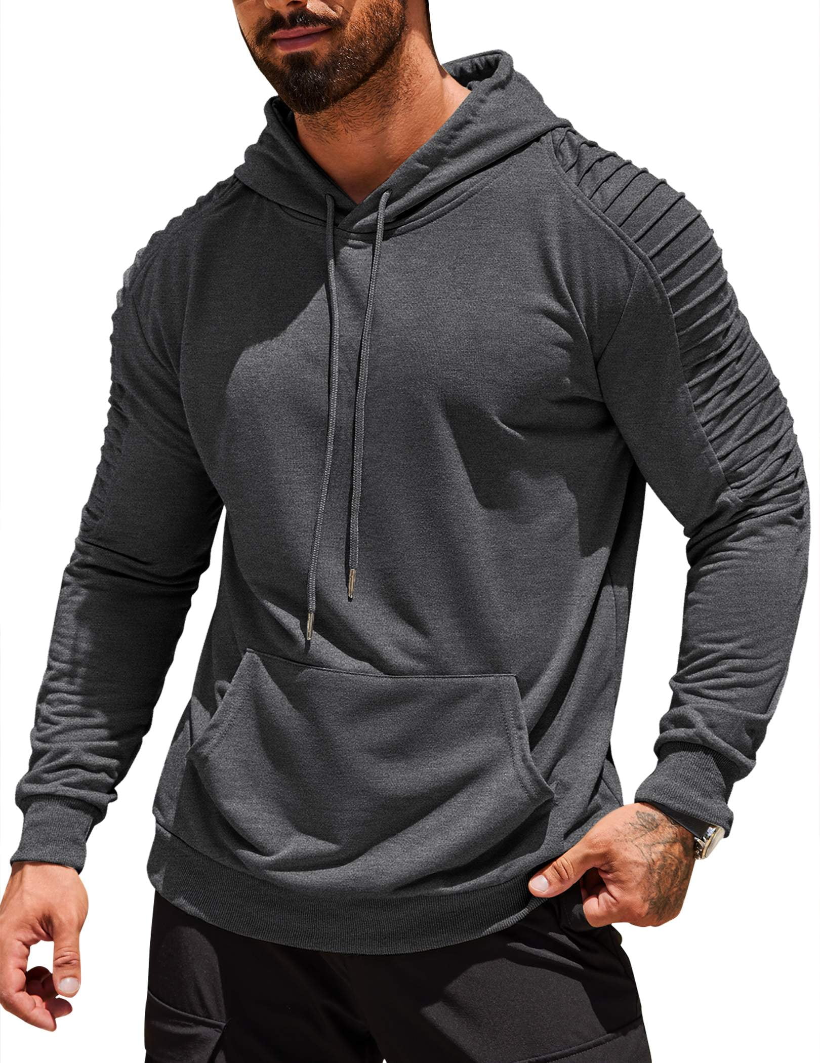 COOFANDY Mens Hoodie Casual Drawstring Athletic Hoodies Hooded Pullover Sweatshirts with Pocket