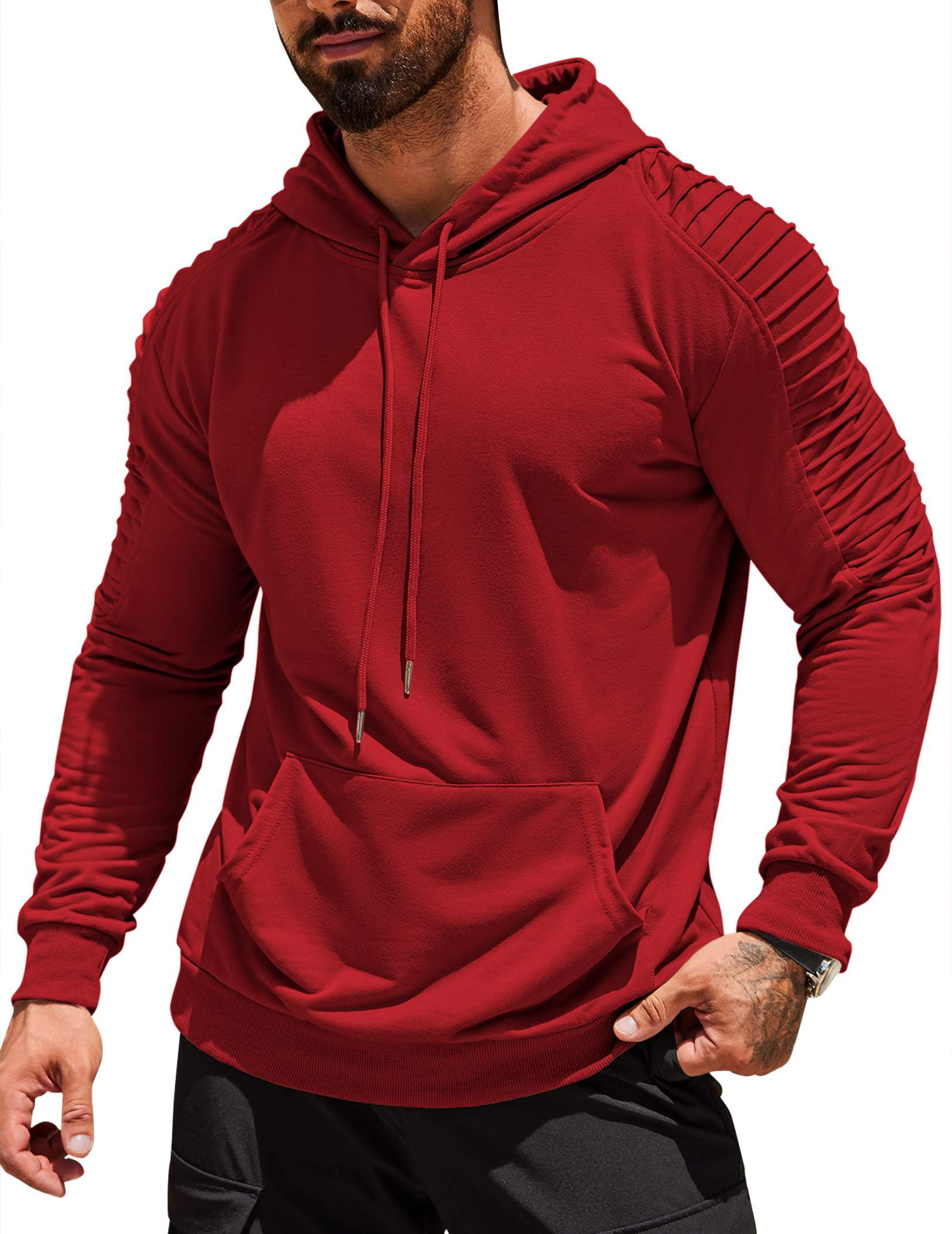 COOFANDY Mens Hoodie Casual Drawstring Athletic Hoodies Hooded Pullover Sweatshirts with Pocket