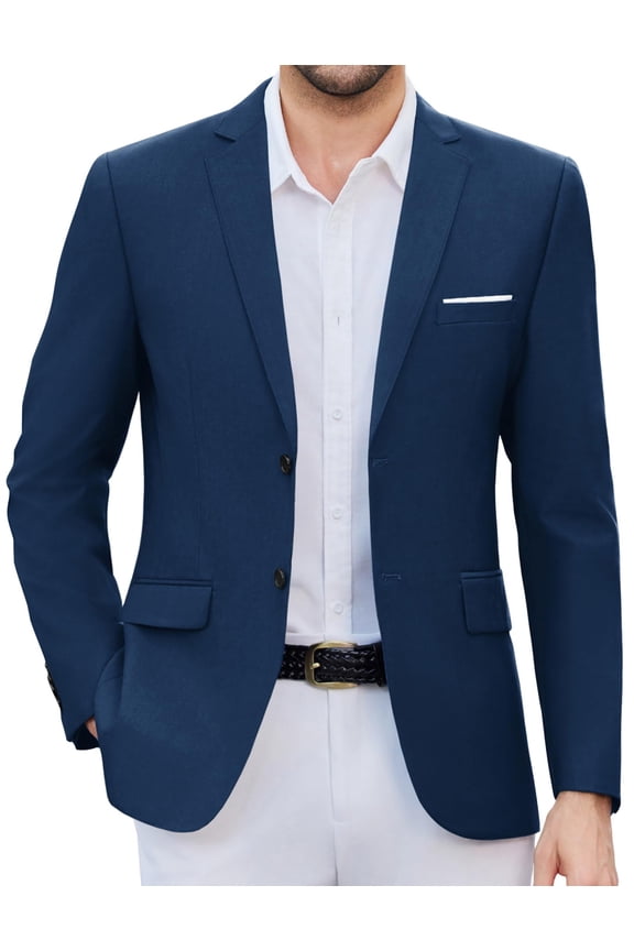 Mens Blazer Casual Lightweight Two Button Suit Jacket Regular Fit Sports Jacket