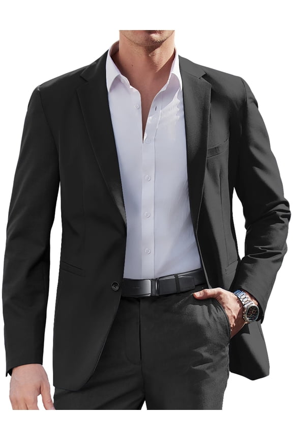 Mens Business Coat Regular Fit Blazer Suit Coat One Button Jacket Executive Sports Coats