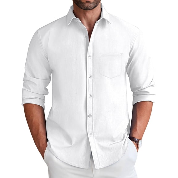 COOFANDY Mens Button Down Shirts Long Sleeve Casual Shirts Wrinkle Free Dress Shirts