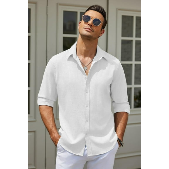 COOFANDY Mens Button Down Shirts Long Sleeve Untucked Shirts Business Casual Fashion Dress Shirts