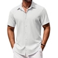 thumbnail image 1 of COOFANDY Mens Button Down Short Sleeve Shirt Linen Cotton No Wrinkle Shirts, 1 of 5
