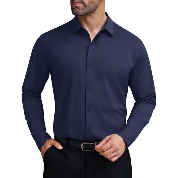 COOFANDY Mens Button Up Shirts Long Sleeve Athletic Fitted Dress Shirts Graduation Tuxedo Shirts