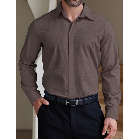 COOFANDY Mens Button Up Shirts Long Sleeve Dressy Formal Business Shirt Wrinkle-Free Normal Spread Collar Relaxed Fit Business Casual Dress Shirts
