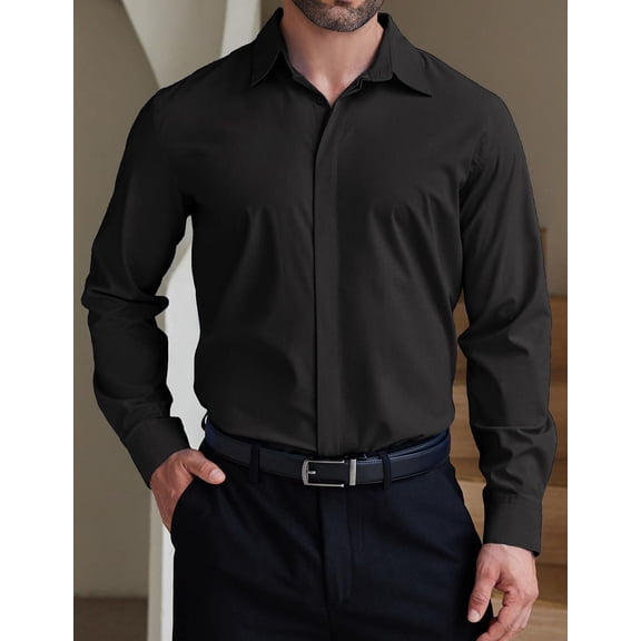 COOFANDY Mens Button Up Shirts Long Sleeve Dressy Formal Business Shirt Wrinkle-Free Normal Spread Collar Relaxed Fit Business Casual Dress Shirts