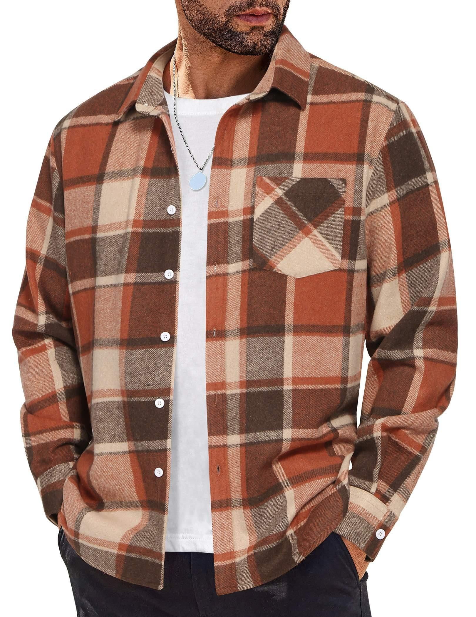 COOFANDY Mens Button Up Shirts Long Sleeve Plaid Button Down Shirts ...