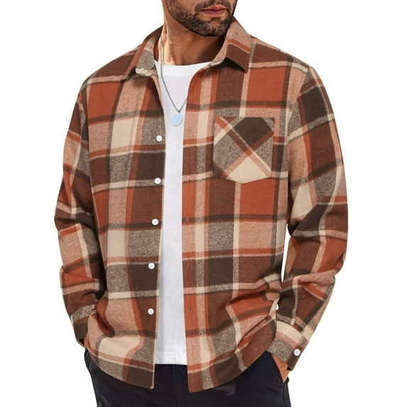 COOFANDY Mens Button Up Shirts Long Sleeve Plaid Button Down Shirts ...