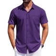 thumbnail image 1 of COOFANDY Mens Button up Short Sleeve Shirt Button Down Dress Shirts Solid Stretch Dress Shirt for Men, 1 of 6