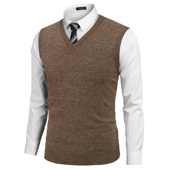COOFANDY Mens Cable Knit V-Neck Sweater Vest Cotton Fit Casual Sleeveless Pullover Sweater Vests