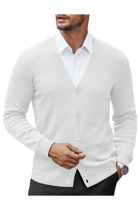 Mens Cardigan Sweater Casual Slim Fit V-Neck Button Down Knitted Sweaters